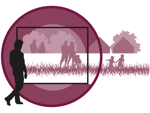Purple graphic with park