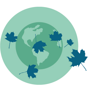 Globe and leaves icon