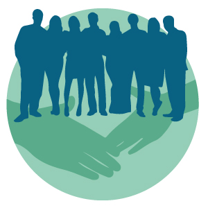 Handshake and group of people icon
